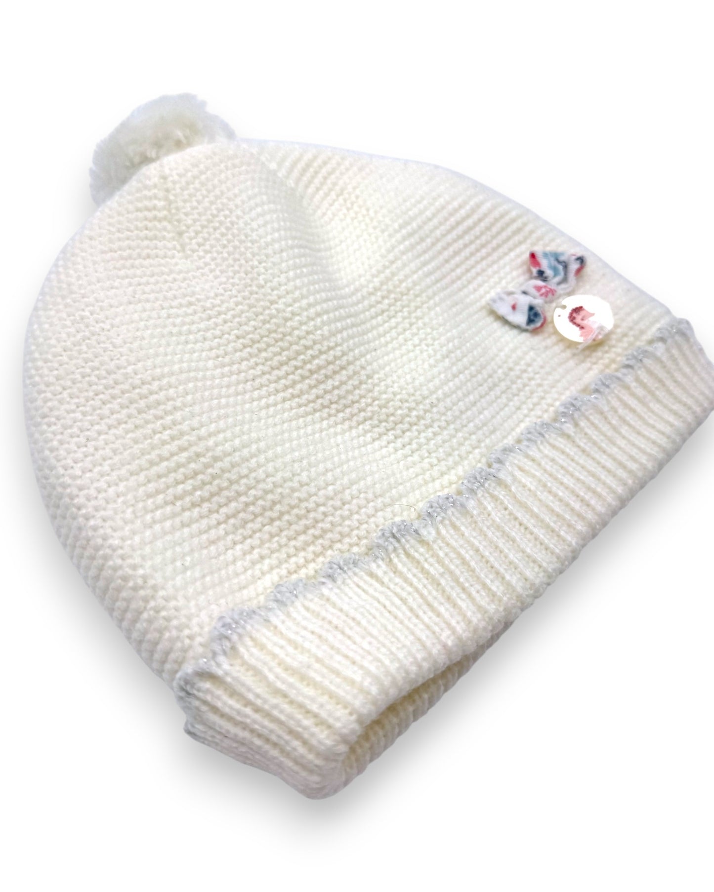 Gorro Branco Pompom 12-18 Meses