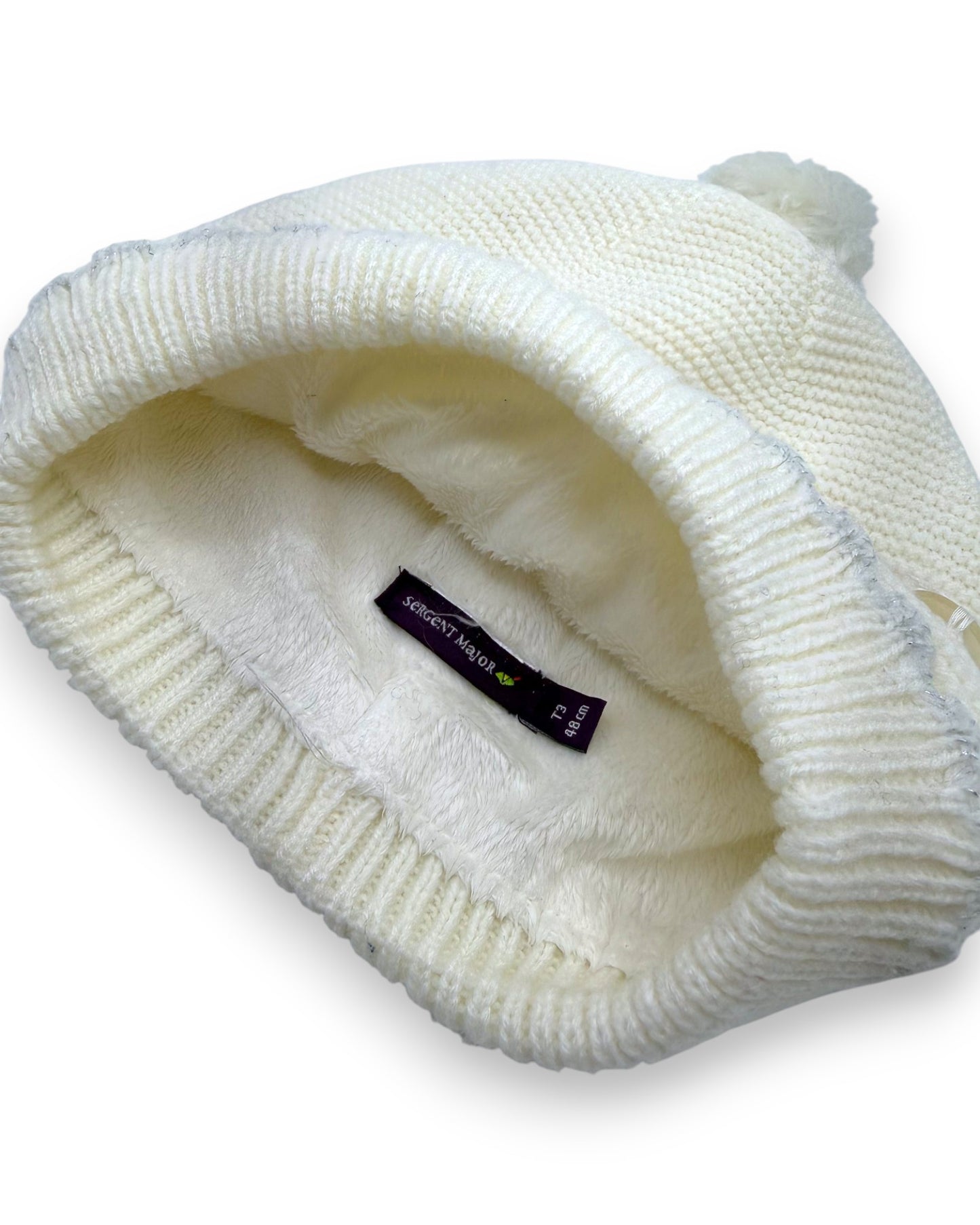 Gorro Branco Pompom 12-18 Meses