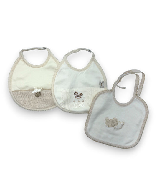 Set of 3 Beige Bibs