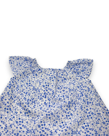 Vestido Azul Flores 3-6 Meses