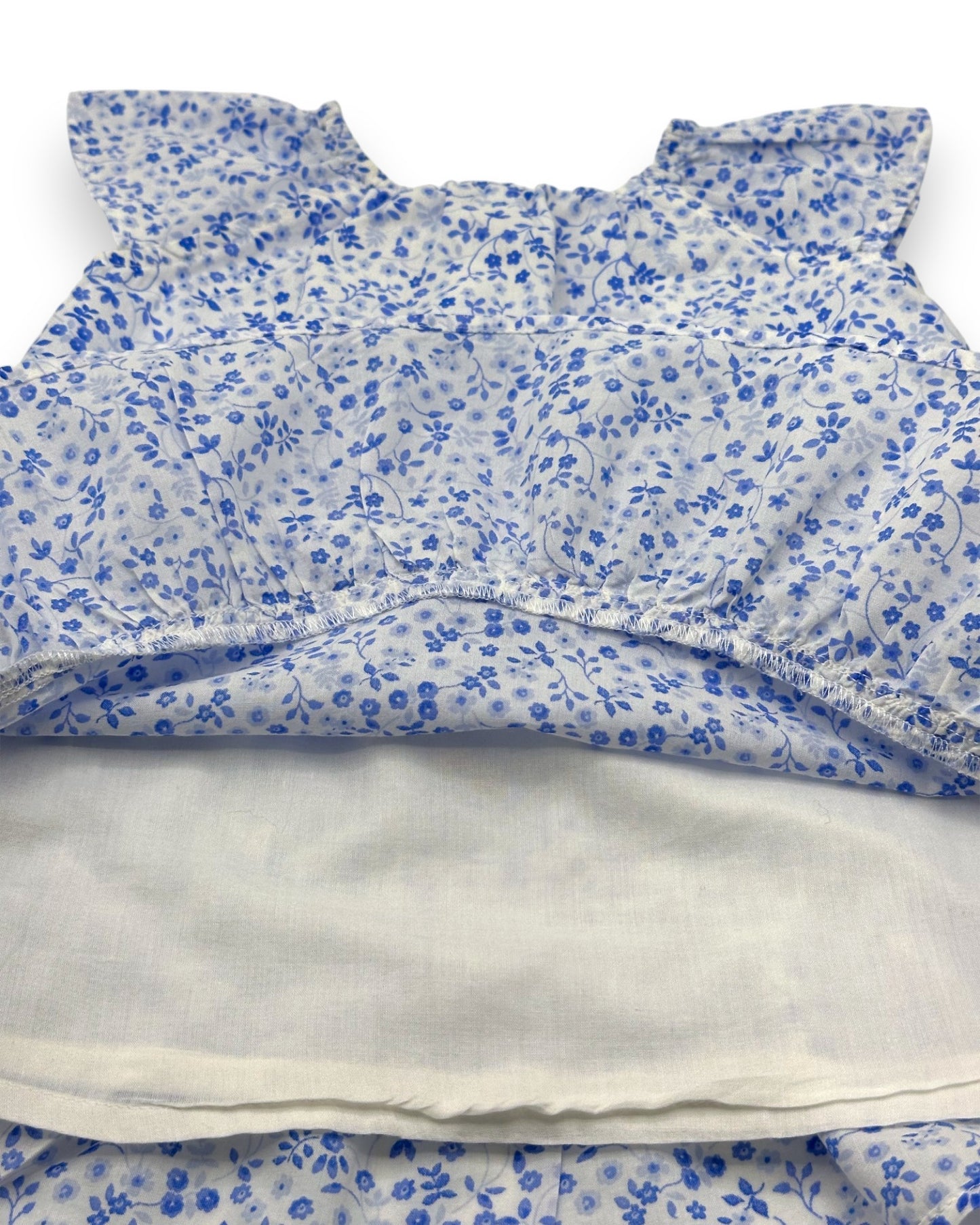 Vestido Azul Flores 3-6 Meses