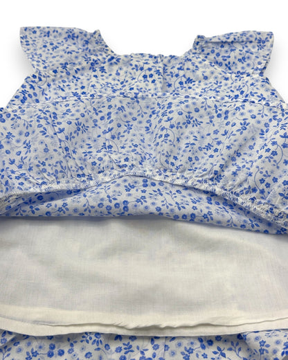 Vestido Azul Flores 3-6 Meses