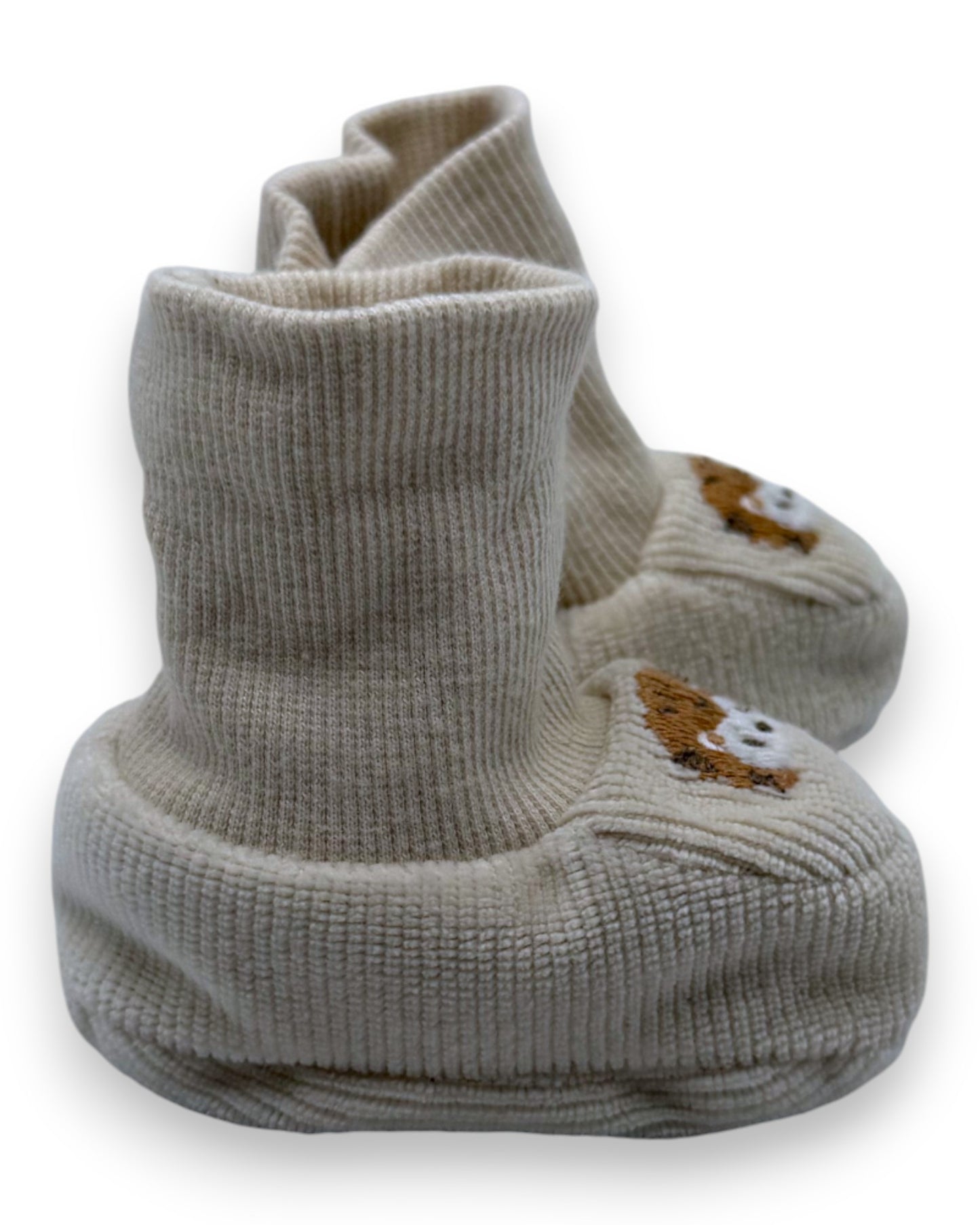 Beige booties, 0-1 month.