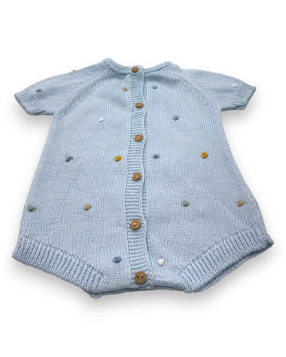 Body Malha Azul 1-3 Meses