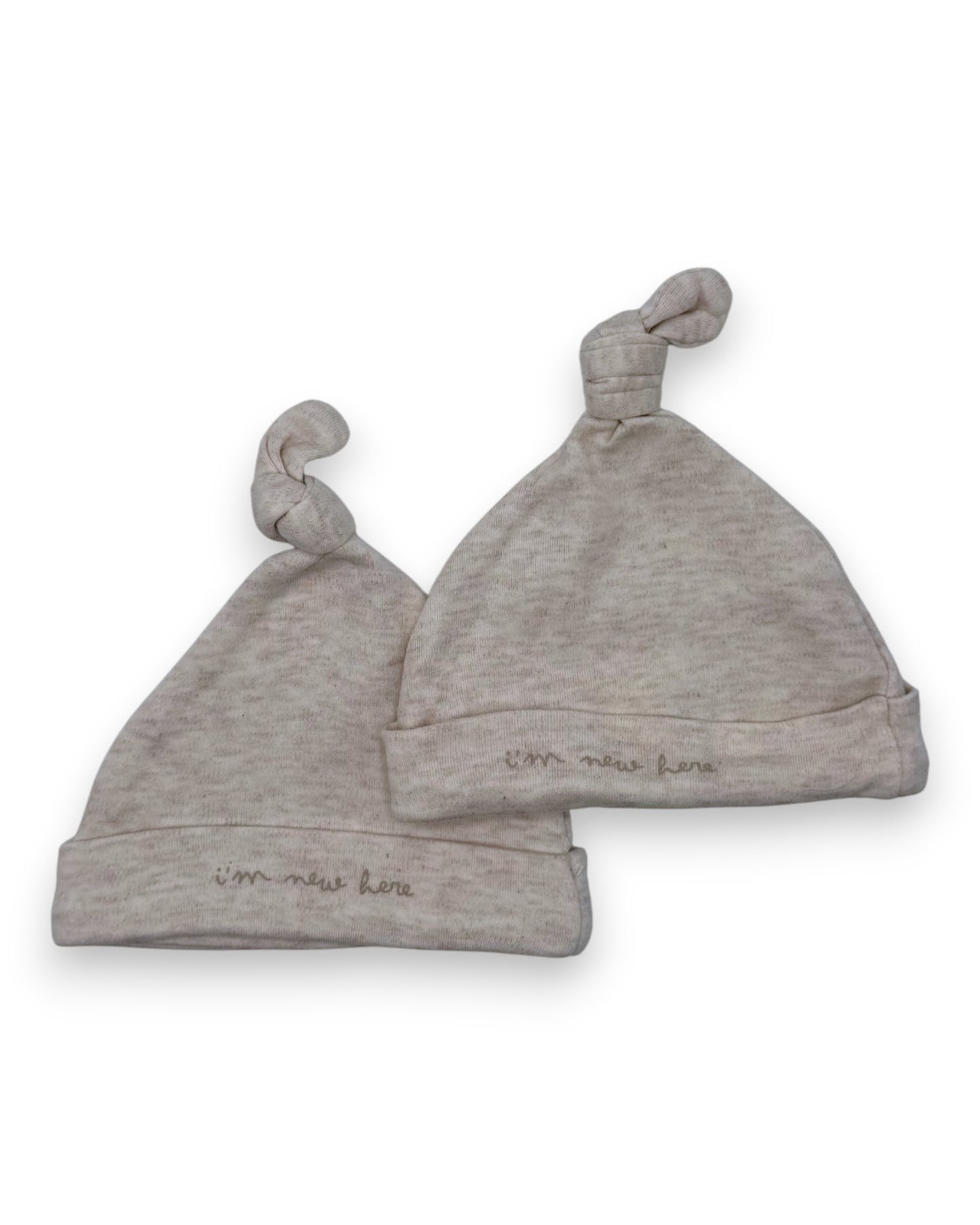2-Pack Beige Hats 0-1 Month