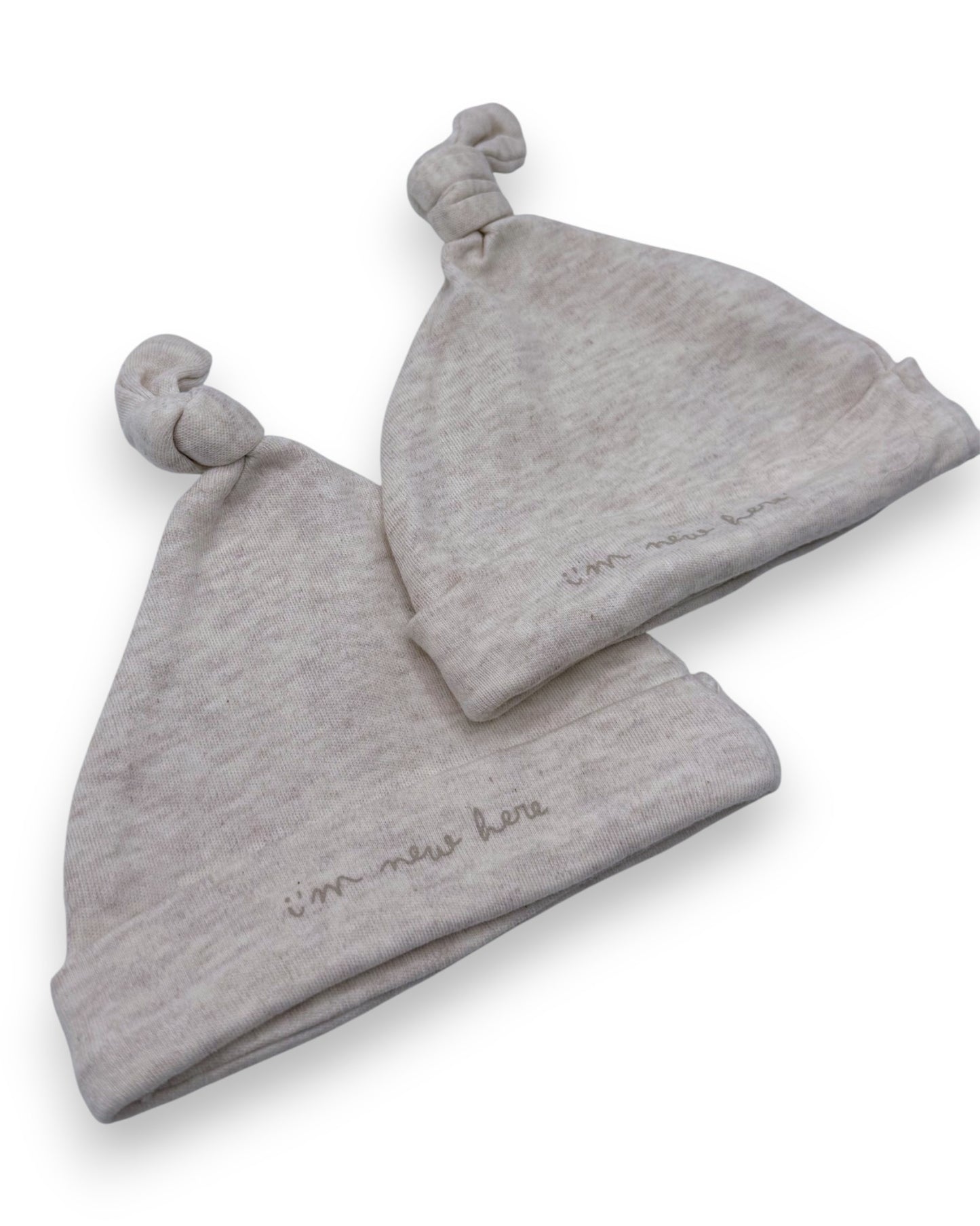 2-Pack Beige Hats 0-1 Month