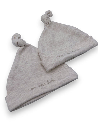 2-Pack Beige Hats 0-1 Month