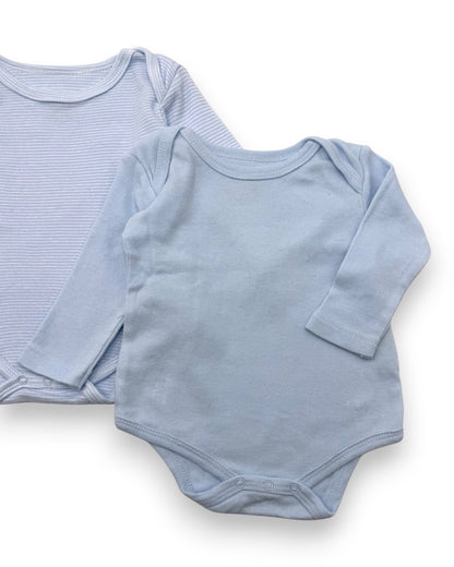 Pack of 2 Blue Bodysuits, 1-3 Months