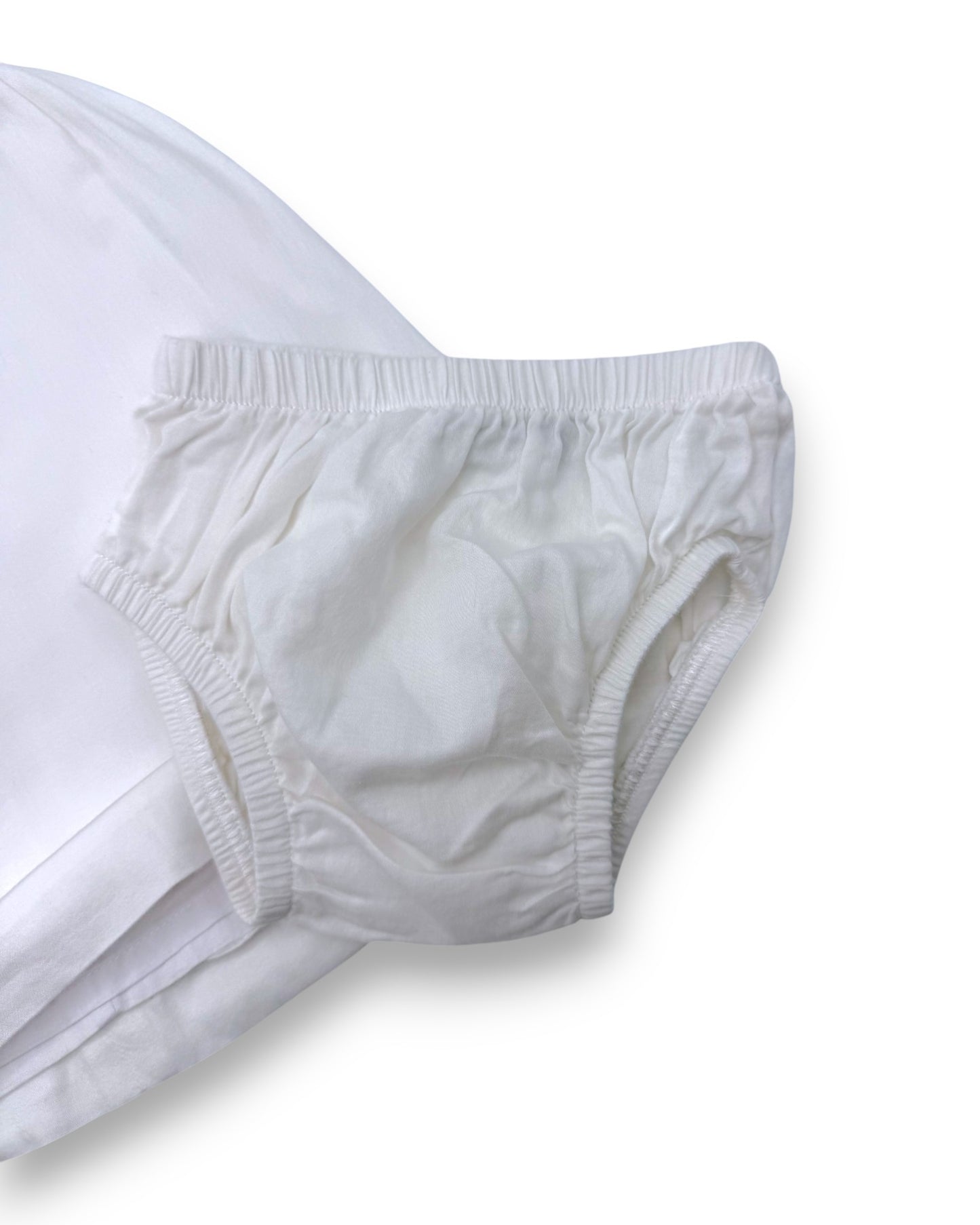 Conjunto Vestido e Tapa Fraldas Branco 6 Meses