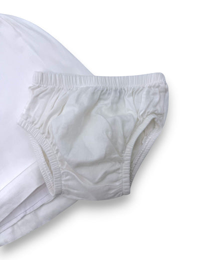 Conjunto Vestido e Tapa Fraldas Branco 6 Meses