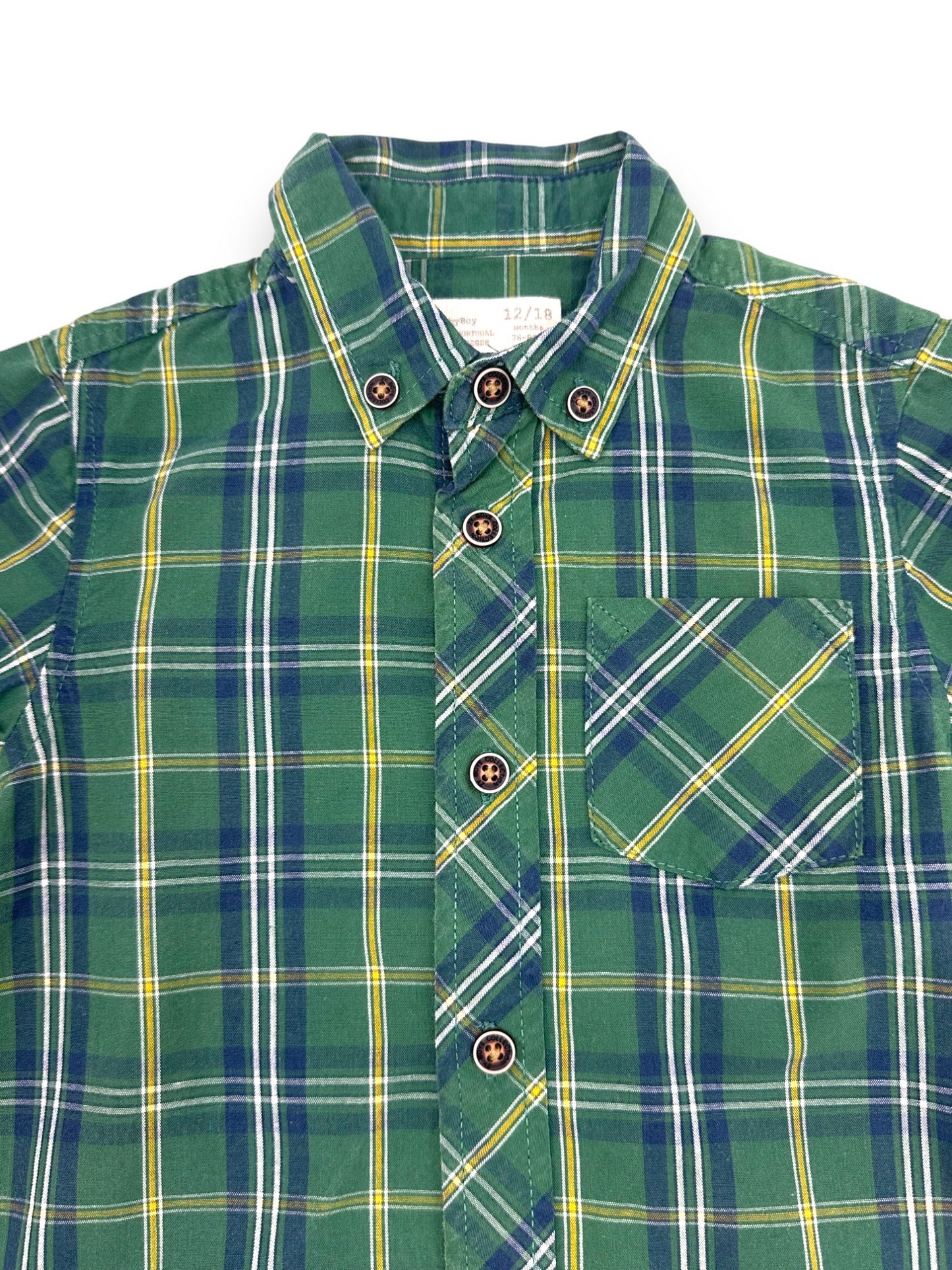 Camisa Xadrez Verde 12-18 Meses