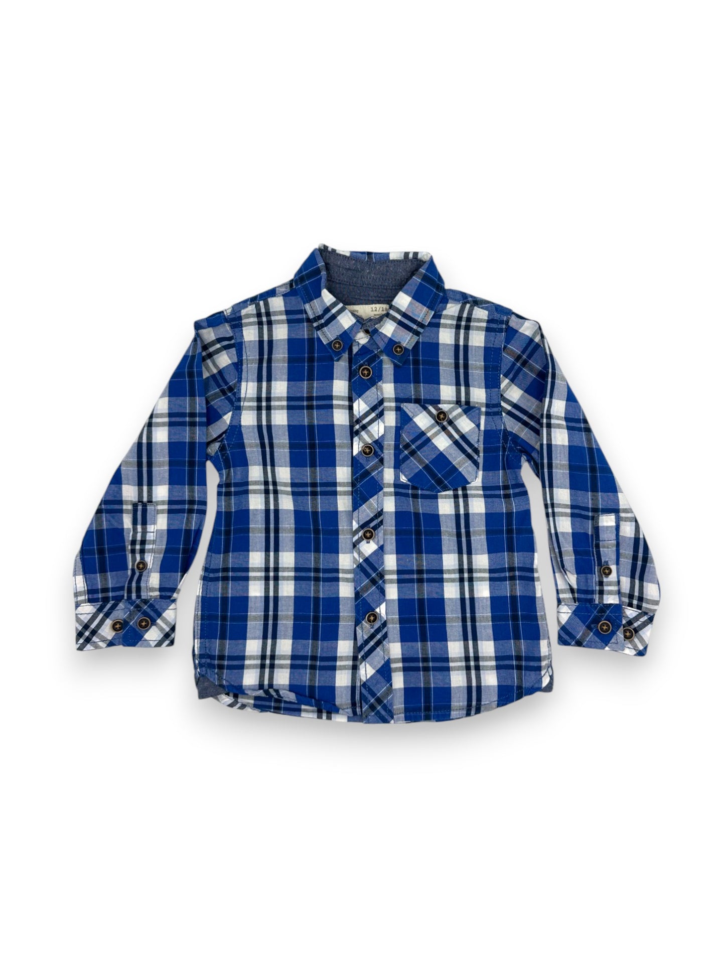 Camisa Xadrez Azul 12-18 Meses