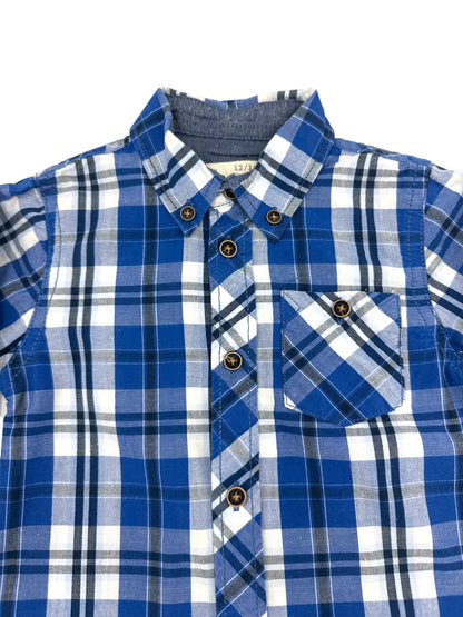 Camisa Xadrez Azul 12-18 Meses