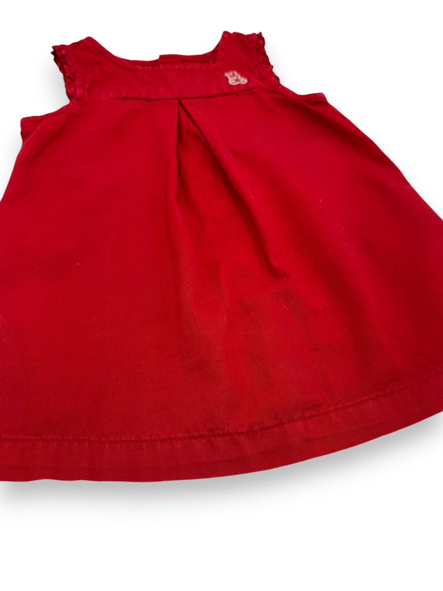 Vestido de Ganga Vermelho 3-6 Meses