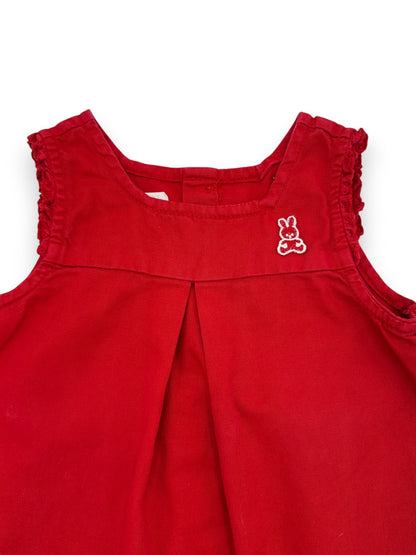 Vestido de Ganga Vermelho 3-6 Meses