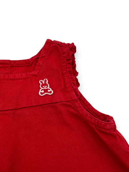 Vestido de Ganga Vermelho 3-6 Meses