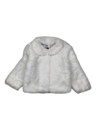 casaco pelo branco menina 6-9 meses